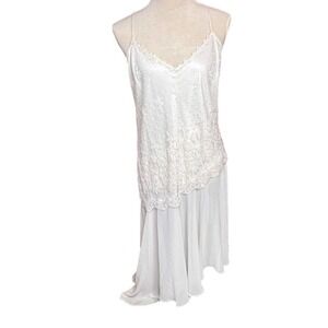 Two Piece 60's Babydoll Sleeping Nightgown Pearl Lace Top Low Back Sz L CLASSIC